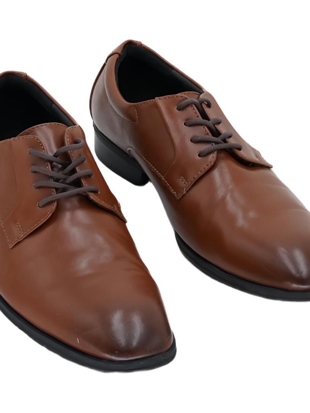 Alfani Men's Andrew Plain Toe Derbys Lace-Up Dress Shoes Dark Tan Size 8.5M